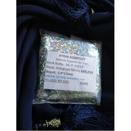 Sim Tozu Hologram Gümüş Lazer Baklava Sim 2.0*1.5mm